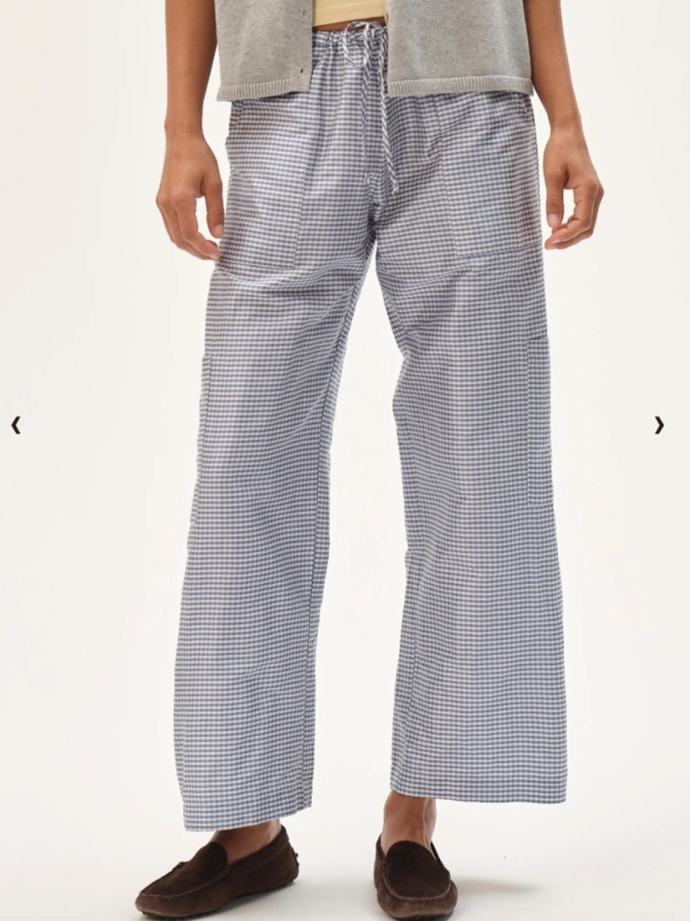 NWT DONNI-Blue & White Gingham Taffeta Pants